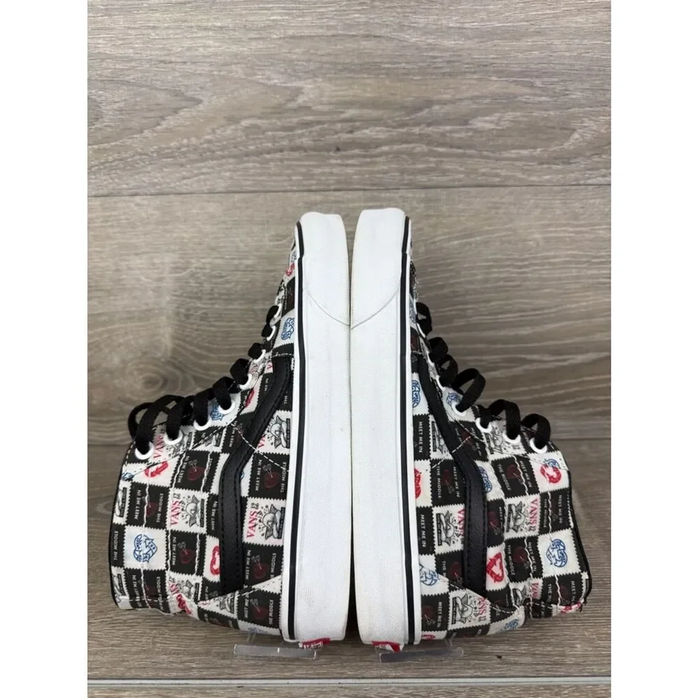Vans Sk-8 Hi Tapered “Love Letters” Women’s Sz 8 Lace Up Black White Red Sneaker